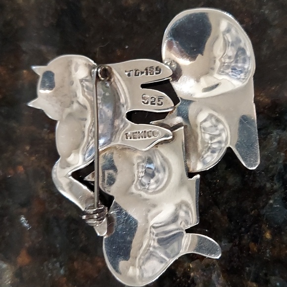 SOLD Vintage Taxco TG-189 Mexico Sterling Silver Cat Trio Brooch Pin - Picture 2 of 5
